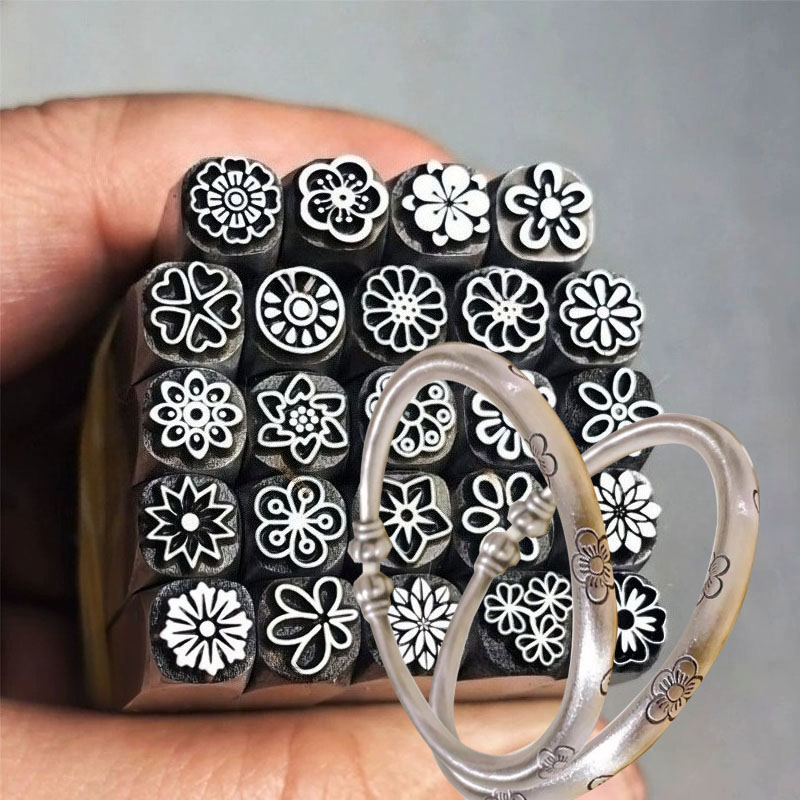 Leatherwork Flowers - 5/7mm 꽃무늬 금속 스탬핑 도구, 보석