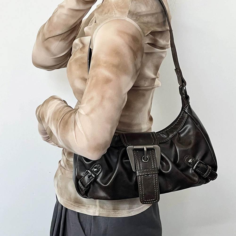 Y2K 스타일의 레트로 플리츠 숄더백, 여성용으로 인기 - Leather Work Handbags For Women 리뷰 및 가격